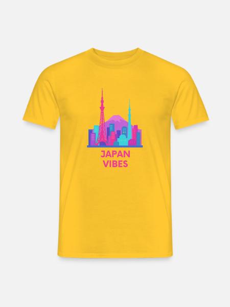 Japan Vibes Neon Skyline Silhouette - Men's T-Shirt - yellow