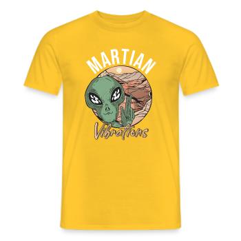 Mars Planet Space Vintage Rocket - Men's T-Shirt - yellow - Front - AI Model Male 178 dark (178cm)