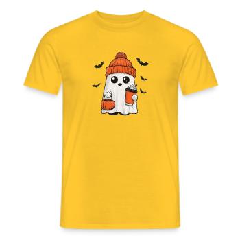Cute Ghost for Halloween - Men's T-Shirt - yellow - Front - AI Model Male 178 dark (178cm)