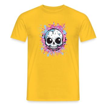 Neon Splatter Schädel Kunst - Männer T-Shirt - Gelb - Vorne - AI Model Male 178 dark (178cm)