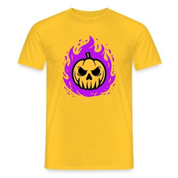 Citrouille orange avec flammes violettes - T-shirt homme - jaune - Devant - AI Model Male 178 dark (178cm)