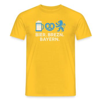 Bier Brezn Bayern Löwe Design - Männer T-Shirt - Gelb - Vorne - AI Model Male 178 dark (178cm)