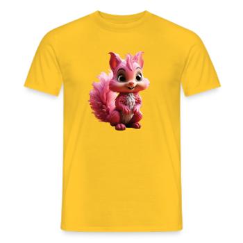 Écureuil rose mignon - Style dessin animé - T-shirt homme - jaune - Devant - AI Model Male 178 dark (178cm)