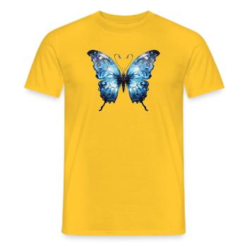 Papillon bleu - Design d’insecte brillant - T-shirt homme - jaune - Devant - AI Model Male 178 dark (178cm)