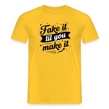 Fake It Til You Make It - Success Confidence Minds - T-shirt homme - jaune - Devant - AI Model Male 178 dark (178cm)