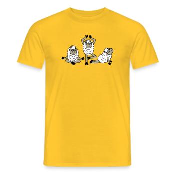 Schaf Drei Müde Erschöpft Yoga Meditation 3 Posen - Männer T-Shirt - Gelb - Vorne - AI Model Male 178 dark (178cm)