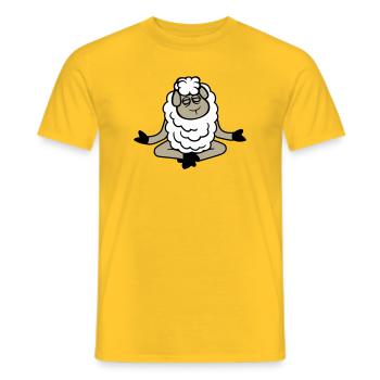 Sheep Relaxed Peaceful Yoga Lotus Meditation - Men's T-Shirt - yellow - Front - AI Model Male 178 dark (178cm)