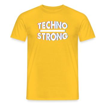 Techno Strong Neon Glitch - Männer T-Shirt - Gelb - Vorne - AI Model Male 178 dark (178cm)
