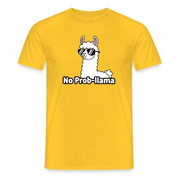 Llama with Sunglasses No Prob Mom - Men's T-Shirt - yellow - Front - AI Model Male 178 dark (178cm)