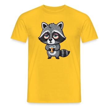 Raccoon Energy Powerless Morning Grouch Caffeine - Men's T-Shirt - yellow - Front - AI Model Male 178 dark (178cm)