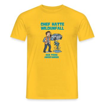 Chef Hatte Wildunfall Fisch Illustration  - Männer T-Shirt - Gelb - Vorne - AI Model Male 178 dark (178cm)