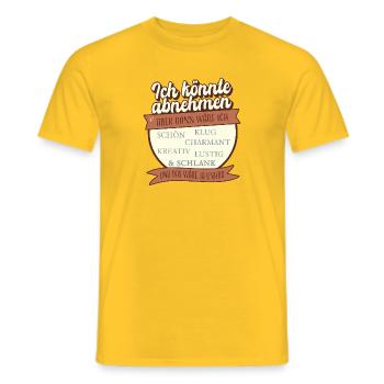 I could lose weight – but that would be unfair - Men's T-Shirt - yellow - Front - AI Model Male 178 dark (178cm)
