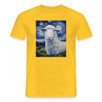 Mouton style Van Gogh Nuit étoilée - T-shirt homme - jaune - Devant - AI Model Male 178 dark (178cm)