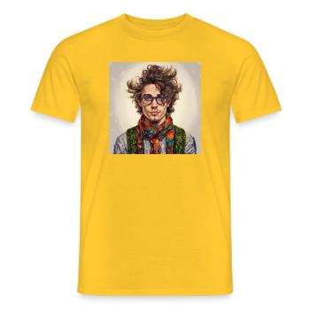 Colorful scarf portrait - Men's T-Shirt - yellow - Front - AI Model Male 178 dark (178cm)