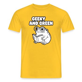 GeekscherFroschLesen - Männer T-Shirt - Gelb - Vorne - AI Model Male 178 dark (178cm)