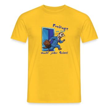Furet du vendredi en costume. Enfin le week-end ! - T-shirt homme - jaune - Devant - AI Model Male 178 dark (178cm)