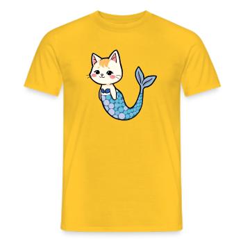 Chat comme sirène - T-shirt homme - jaune - Devant - AI Model Male 178 dark (178cm)