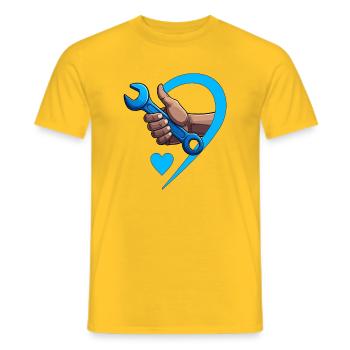 Wrench with HEART - Men's T-Shirt - yellow - Front - AI Model Male 178 dark (178cm)