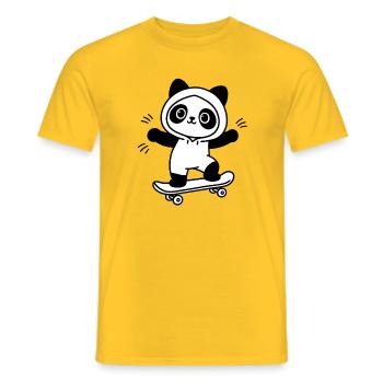Skateboarding Panda im Hoodie an Bord - Männer T-Shirt - Gelb - Vorne - AI Model Male 178 dark (178cm)