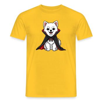 Funny Husky Vampire Halloween Creepy Cartoon - Men's T-Shirt - yellow - Front - AI Model Male 178 dark (178cm)