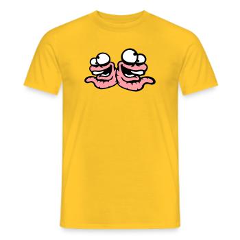 Würmer Lachend Duo Verrückt Schielend Albern Team - Männer T-Shirt - Gelb - Vorne - AI Model Male 178 dark (178cm)