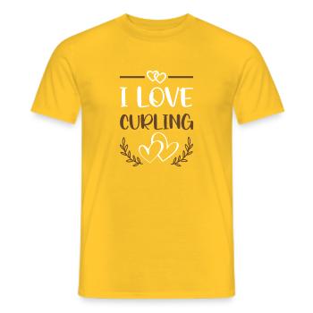 I Love Curling - Men's T-Shirt - yellow - Front - AI Model Male 178 dark (178cm)