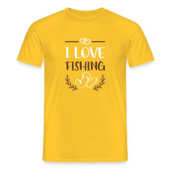 I Love Fishing – Rustic Hearts - Men's T-Shirt - yellow - Front - AI Model Male 178 dark (178cm)