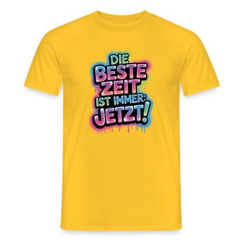 The best time is always live now Carpe Diem - Men's T-Shirt - yellow - Front - AI Model Male 178 dark (178cm)