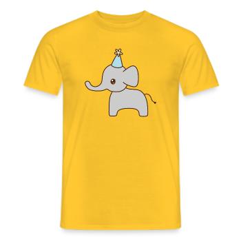 Elephant Party Hat - Men's T-Shirt - yellow - Front - AI Model Male 178 dark (178cm)