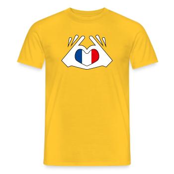 France - I love France -_ma_patrie - Men's T-Shirt - yellow - Front - AI Model Male 178 dark (178cm)