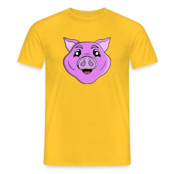 Lila Schwein Lächeln - Männer T-Shirt - Gelb - Vorne - AI Model Male 178 dark (178cm)