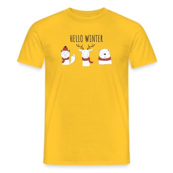Hallo Winter Animal Trio - Männer T-Shirt - Gelb - Vorne - AI Model Male 178 dark (178cm)