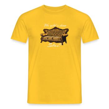 Vintage Sofa Saying, Where can you find something like that? - Men's T-Shirt - yellow - Front - AI Model Male 178 dark (178cm)