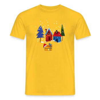 Winter houses with snow - Men's T-Shirt - yellow - Front - AI Model Male 178 dark (178cm)