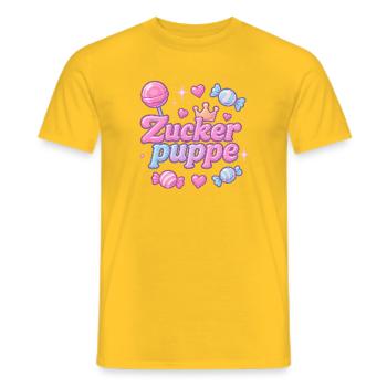 Sugar Doll / Y2K Nickname Statement Design - Men's T-Shirt - yellow - Front - AI Model Male 178 dark (178cm)