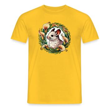 Chinchilla in Floral Circle - Men's T-Shirt - yellow - Front - AI Model Male 178 dark (178cm)
