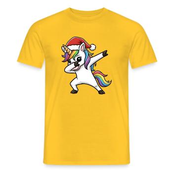 Weihnachts Einhorn Dab - Männer T-Shirt - Gelb - Vorne - AI Model Male 178 dark (178cm)