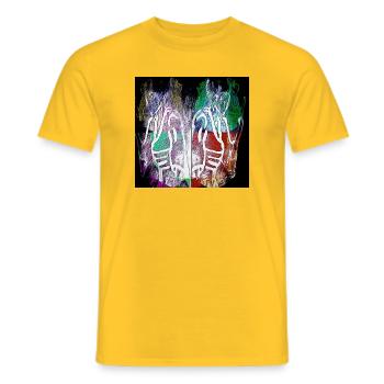 Neon Skeletal Hands Split Art - Men's T-Shirt - yellow - Front - AI Model Male 178 dark (178cm)