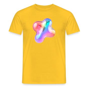 Rainbow Glossy Abstract Blob Design - Men's T-Shirt - yellow - Front - AI Model Male 178 dark (178cm)