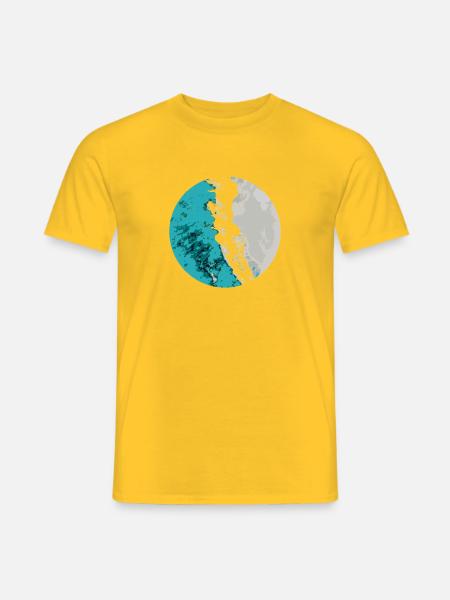 Split Earth Teal Mond - Männer T-Shirt - Gelb