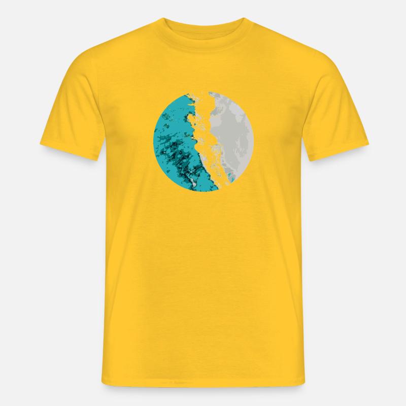 Split Earth Teal Moon - Men’s T-shirt - yellow