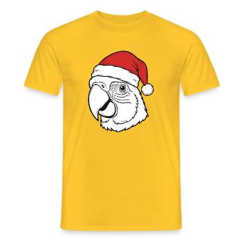 Parrot Christmas Santa Hat Design - Men's T-Shirt - yellow - Front - AI Model Male 178 dark (178cm)
