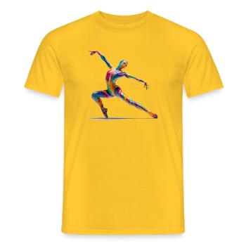 Color explosion dancers in flow - Men's T-Shirt - yellow - Front - AI Model Male 178 dark (178cm)