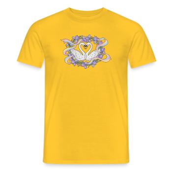 Swans love rainbow - Men's T-Shirt - yellow - Front - AI Model Male 178 dark (178cm)