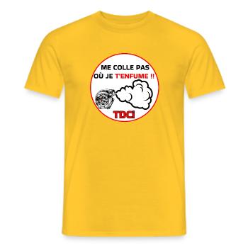 Me colle pas j'enfume  - T-shirt homme - jaune - Devant - AI Model Male 178 dark (178cm)