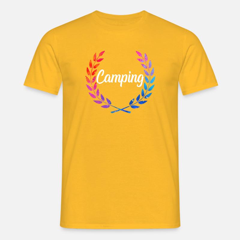 Camping Farblaurel Script - Männer T-Shirt - Gelb