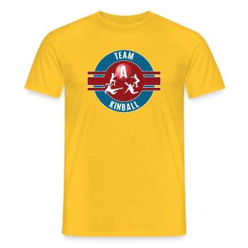 Tenue de l’équipe Kinballer Équipe de joueurs Kinballer - T-shirt homme - jaune - Devant - AI Model Male 178 dark (178cm)