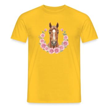 Braunes Pferd - Männer T-Shirt - Gelb - Vorne - AI Model Male 178 dark (178cm)
