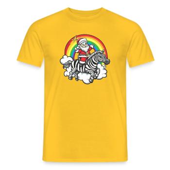 Zebra Santa Claus Christmas - Men's T-Shirt - yellow - Front - AI Model Male 178 dark (178cm)