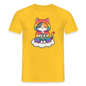 Regenbogenkatze auf einer Wolke - Männer T-Shirt - Gelb - Vorne - AI Model Male 178 dark (178cm)